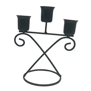 Support à bougies en fer à 3 bras, style simple, pour table de salle à manger, fête, chambre, mariage, anniversaire - Product Image 5