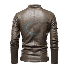 Veste en cuir véritable pour homme automne-hiver - Haute qualité, écologique et respirante avec logo frontal - Product Image 2