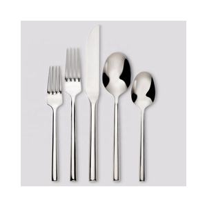 Juego de cubertería con mango de diseño largo y punteado martillado, conjunto de cubiertos plateados de acero inoxidable - Product Image 4