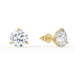 Boucles d'oreilles clous en diamant de laboratoire rond brillant, or massif 14k 18k, solitaire à 4 griffes, fermeture push-back, certifié CVD IGI - Product Image 3