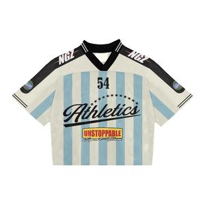 New 2025 Mesh Sublimation Boxy <b>Cropped</b> Print Cut and Sewn Rugby Jersey <b>Men</b> Mesh Streetwear Retro American Football Jersey - Product Image 2