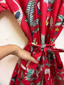 Bata Kimono de Algodón con Estampado Floral de Lujo para Mujer, Cuello en V, Cierre con Cordón, Bata de Baño Suave para Spa, Playa y Resort - Product Image 5