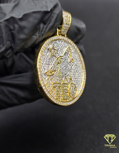 Pendentif rond Hip Hop motif loup serti de diamants Moissanite pour hommes et femmes - Product Image 6