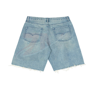 Shorts Bermuda en jean léger pour homme, taille mi-haute, déchirés, délavés, décontractés, avec braguette boutonnée, en toile de coton - Product Image 2