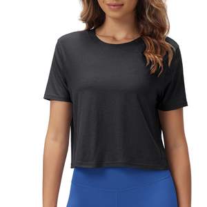 T-shirt court oversize pour femme, logo personnalisé, coton, coupe ample, manches courtes, décontracté, vêtements de sport, tee-shirt basique d'été - Product Image 1