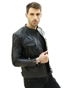 เสื้อแจ็คเก็ตหนังสีดำสำหรับนักแข่งชาย - Product Image 6
