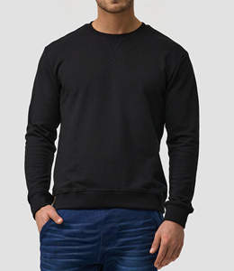 Sudadera Urbana de Dos Tonos en Negro Liso, Talla Grande, con Logotipo Bordado Personalizado, Sudadera de Felpa Francesa de Algodón para Hombre - Product Image 1