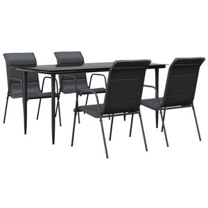 Set da Pranzo da Giardino Nero Antracite con Struttura in Acciaio, 4 Posti, Resistente alle Intemperie, Arredamento da Esterno dal Design Minimalista - Product Image 2