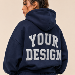 Custom Print Ribbed Hem And Cuffs Baggy Hoodie <b>Jogger</b> Set Plush <b>Fleece</b> Fabric For <b>Women</b> Cold Weather Wholesale - Product Image 6