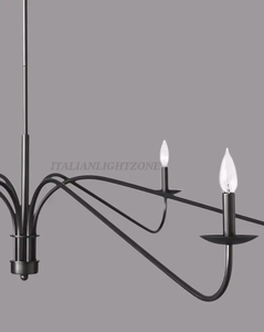 Premium Modern Brass LED Black Linear 6-<b>Light</b> Handmade Mid Century Minimalist Chandelier Ceiling <b>Light</b> Fixture for <b>Dining</b> Room - Product Image 2