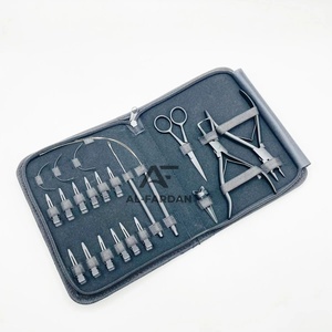 Matte Black Color Most Selling Hair Extension Tools Kit Surgical Grade Stainless Steel Included Scissors <b>Pliers</b> Looping Hook <b>Set</b> - Product Image 1