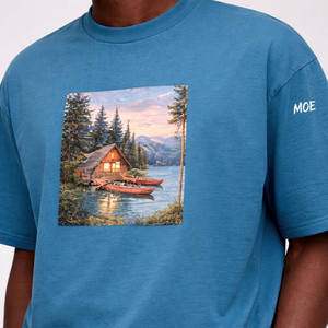 T-shirt pour homme en coton épais, coupe oversize, imprimé graphique panoramique, production en gros OEM pour vêtements de marque privée - Product Image 3