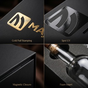 Caja de Regalo Magnética Rectangular Negra Premium para Vino, Hecha en China, con Inserto de Espuma EVA Personalizado - Product Image 2
