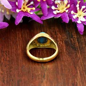 Anillo de Sello con Turquesa y Dalia Púrpura, Oro Vermeil de 18K, Joyería Clásica de Turquesa Hecha a Mano - Product Image 2