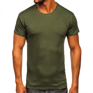 Camiseta de Cuello Redondo de Manga Corta para Hombre, Corte Ajustado, Color Sólido, Informal, de Algodón - Product Image 6