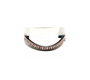 Banda de cejas de forma curva hecha a mano para caballos, nuevo diseño, duradero, genuino, negro, marrón, cuero, oro rosa, perla, cristal Swarovski, Rosa - Product Image 3