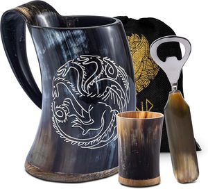 Mug en corne viking artisanal, écologique, logo personnalisé, cadeau d'entreprise unique pour hommes - Product Image 3