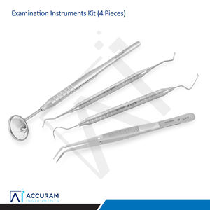 Kit d'instruments d'examen dentaire Accuram, 4 pièces, miroir dentaire, sonde, pince, acier inoxydable, ensemble de diagnostic dentaire CE - Product Image 1
