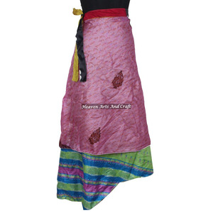 Sari Sarong de Seda Vintage de Doble Capa Reversible, Falda Larga Envolvente Mágica de 2 Capas, Sari de Seda Mágica Reversible, Falda Larga Envolvente - Product Image 6