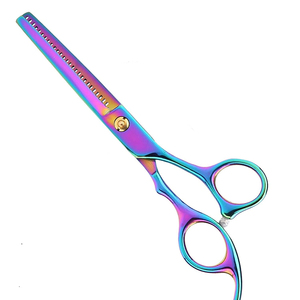 Tijeras de Entresacar Profesionales de Titanio Multicolor, Cuchillas Afiladas y Duraderas, Acero Inoxidable de Grado Quirúrgico, Tijeras de Entresacar para Barbería - Product Image 2