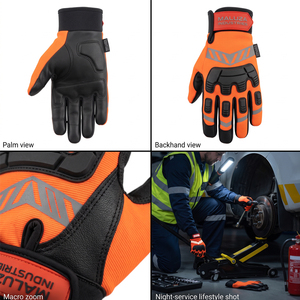Guantes de Trabajo Mecánicos con Absorción de Impactos OEM Personalizados, Protección para Dedos de Poliéster, Flexibles, Transpirables, Antideslizantes y con Pantalla Táctil - Product Image 4