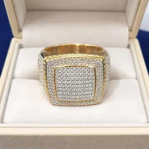 2Ct Real Moissanite <b>Mens</b> Engagement <b>Ring</b> Pinky <b>Ring</b> 14K Yellow Gold Plated Sterling <b>Silver</b> Statement <b>Ring</b> - Product Image 2