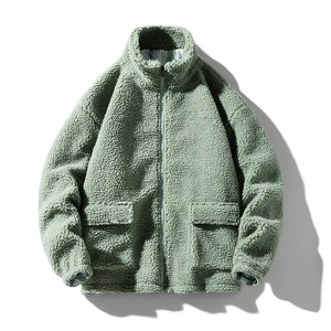 Veste en polaire Teddy bleu marine personnalisée pour homme, fermeture éclair intégrale, coupe décontractée, chaude, streetwear d'hiver, fabricant de vestes en polaire Sherpa unisexe - Product Image 5