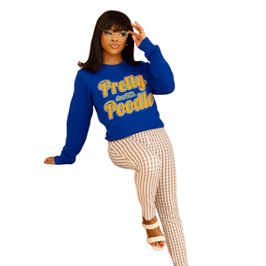 Sudadera de chenilla azul Pretty Poodle de Sigma Gamma Rho para mujer, mezcla de algodón, manga larga, estilo casual y elegante. - Product Image 1