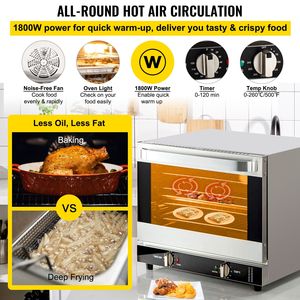 Horno de Convección Comercial de 4 Niveles y 1800W (66L/60Qt) para Hoteles, con Puerta de Vidrio en la Parte Superior y Carga Frontal - Product Image 4