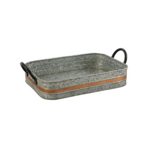 Plateau de service rectangulaire en acier galvanisé antique pour plantes, utilisation intérieure et extérieure, jardin, maison, finition argentée de haute qualité - Product Image 6