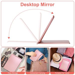 Specchio da Trucco da Tavolo Ricaricabile con Ingrandimento 10X, 3 Luci LED Colorate, Luminosità Regolabile, Pieghevole per Viaggio - Product Image 6