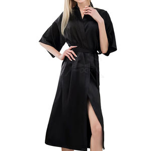 Peignoir en soie pour femme de haute qualité - Logo professionnel, style décontracté, tissu lisse, saison automne/printemps - Product Image 1