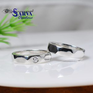Bague de couple de luxe en argent sterling 925 avec zircone cubique taille ronde, alliance minimaliste élégante pour femme, bijou de mariage et de fiançailles, cadeau - Product Image 3