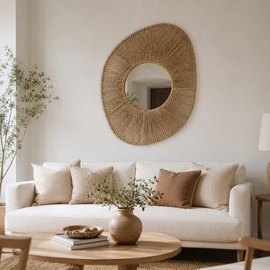 Natural Seagrass Sunburst Wall <b>Mirror</b> Handmade Woven Decorative <b>Mirror</b> for Modern Coastal Nordic Home Decor - Product Image 6