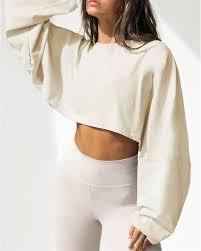 Camiseta Corta Holgada Estilo Hip Hop para Mujer, Prenda Informal de Algodón Grueso, Manga Larga, Estilo Urbano - Product Image 3