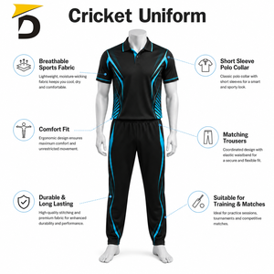 Uniforme de Cricket para Adultos DARSA IMPEX, Tela de Poliéster Transpirable de Secado Rápido, Diseño Atlético Relajado para Entrenamiento - Product Image 6