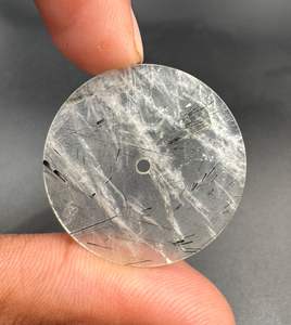 Esfera de Cuarzo Rutilado Negro Natural, Tamaño 31.50mm, Grosor 1.50mm, Componentes de Reloj Premium - Product Image 1