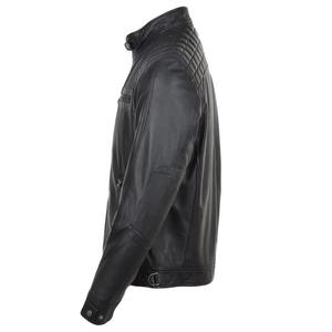 Blouson en cuir pour homme de marque High Street avec col montant, style motard, poches zippées, collection 2026 - Product Image 4