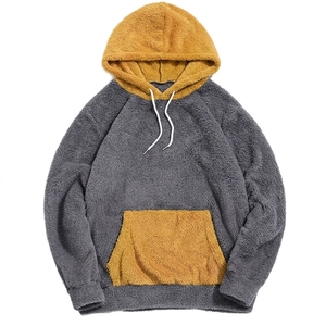 Wholesale Unisex 300G 100% Cotton Colorblock <b>Hoodie</b> Digital Print <b>Fluffy</b> Faux Fur Lined Anti Pilling Winter Streetwear - Product Image 3