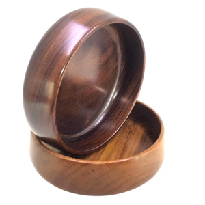 Ensemble de 2 bols de service en bois de manguier massif de forme ronde pour collations à salade de fruits, table à manger de cuisine et décor de fête - Product Image 3