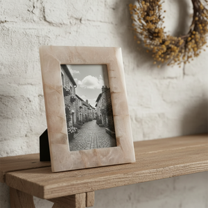 Premium Handcrafted Marble Inlay Photo <b>Frame</b> Elegant <b>White</b> Stone Floral Vine Design for Lightweight for Home Office Hotel - Product Image 6