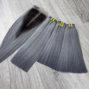 Extensiones de cabello humano virgen de 100g de alta calidad, superhueso dibujado doble vietnamita recto para degradado gris, tejido de cabello - Product Image 5