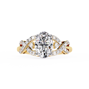 Anillo de Compromiso con Diamante Ovalado de 1.5 Quilates Cultivado en Laboratorio, Diseño Exclusivo, Oro de 14K, Certificado IGI, Diamante VS DEF para Aniversario o Boda - Product Image 1