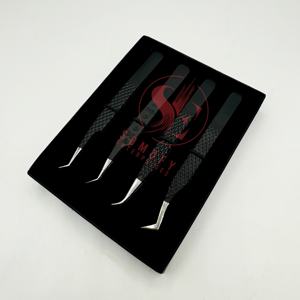 แหนบต่อขนตาสแตนเลสแบบมืออาชีพอุปกรณ์เสริมความงามแบบด้านปรับแต่งโลโก้ได้ตามต้องการ - Product Image 5