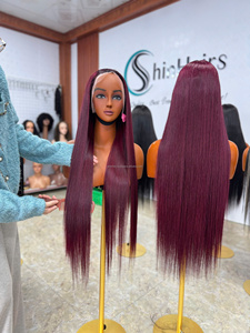 Perruques en cheveux humains avec dentelle frontale HD 13x4, densité 200%, couleur 99J bordeaux, lisses, 30 pouces, perruques en cheveux humains avec dentelle frontale 99J pour femmes noires - Product Image 4