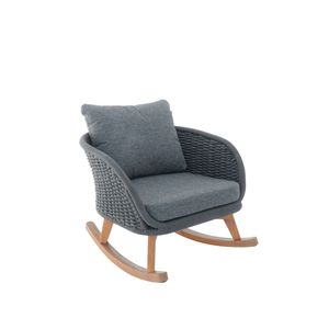 Silla Mecedora de Mimbre Gris Minimalista Contemporánea de 29.5 Pulgadas con Cojines Suaves de Poliéster y Estructura de Madera Resistente para Espacios Interiores - Product Image 3