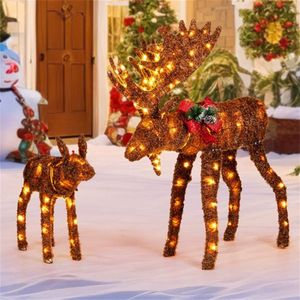 Set Decorativo Natalizio con Luci LED, Ornamento a Forma di Alce Illuminato in 2 Pezzi per Casa e Esterni, Decorazioni Invernali - Product Image 3