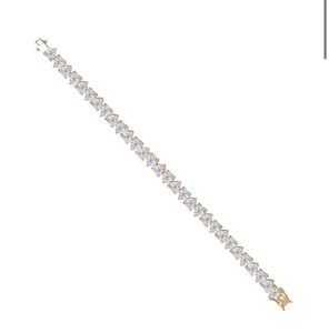 Luxury Heart Cut Tennis <b>Bracelet</b> Yellow Gold Iced Out Sparkling Stone <b>Bracelet</b> Elegant Jewelry Gift Style - Product Image 1
