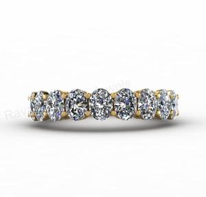 Magnifique bague demi-éternité ovale 4x3mm en argent 925 plaqué or 18 carats avec halo de zirconiums sertis à griffes, bijou raffiné pour elle - Product Image 3