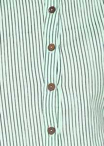 Camisa de algodón verde pistacho para mujer, con estampado de rayas flexibles, cuello camisero y mangas cortas, diseñada para un estilo casual global. - Product Image 2